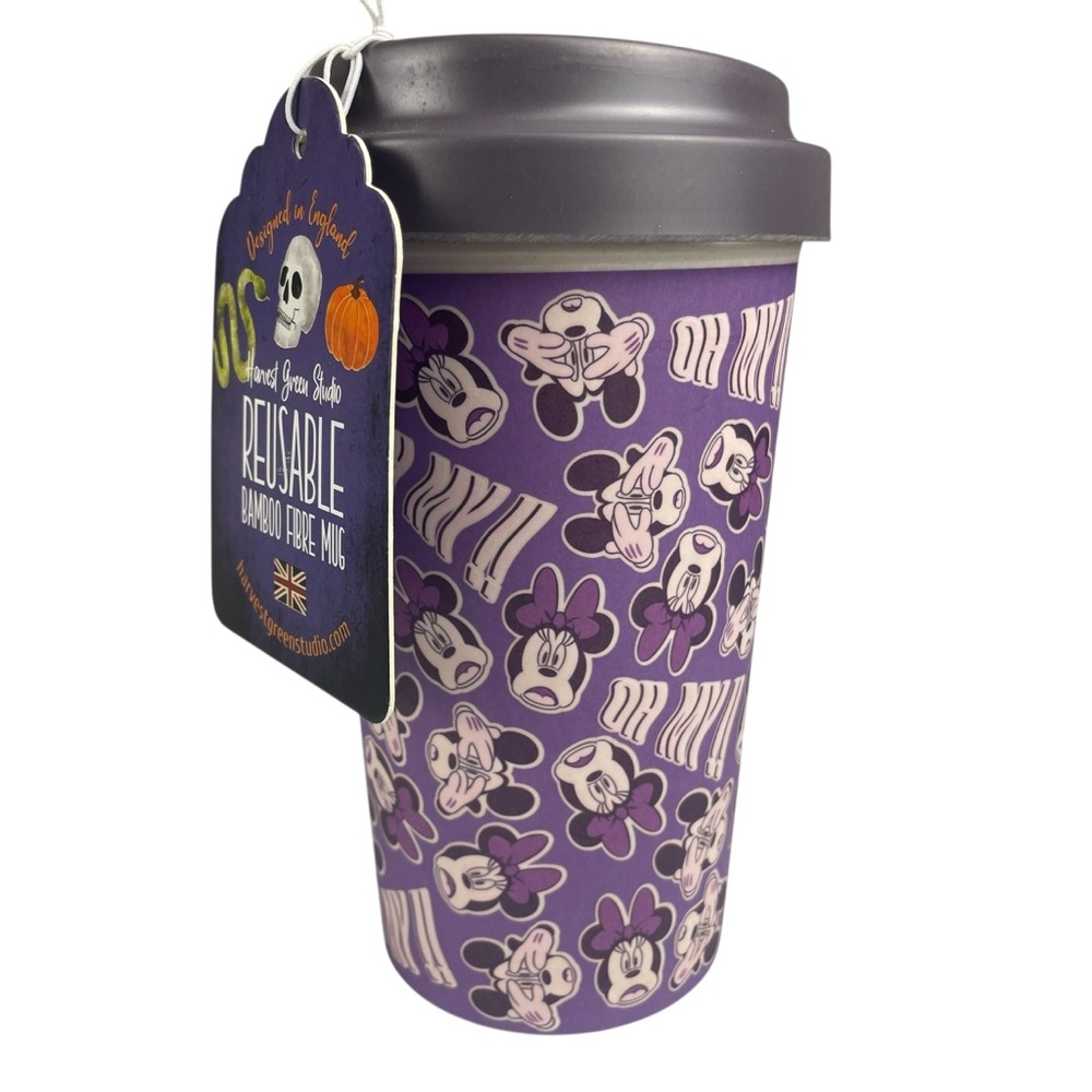 Disney Purple Mickey and Minnie Oh My!! Bamboo Travel Mug with Lid NWT
